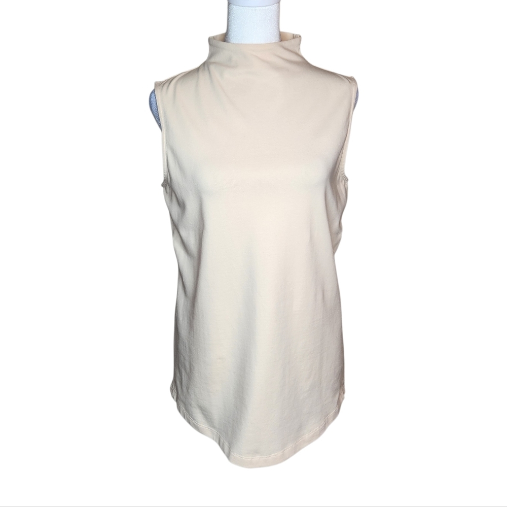 NEW Nic + Zoe Mock Neck Sleeveless Top in Creme Brulee Size Small